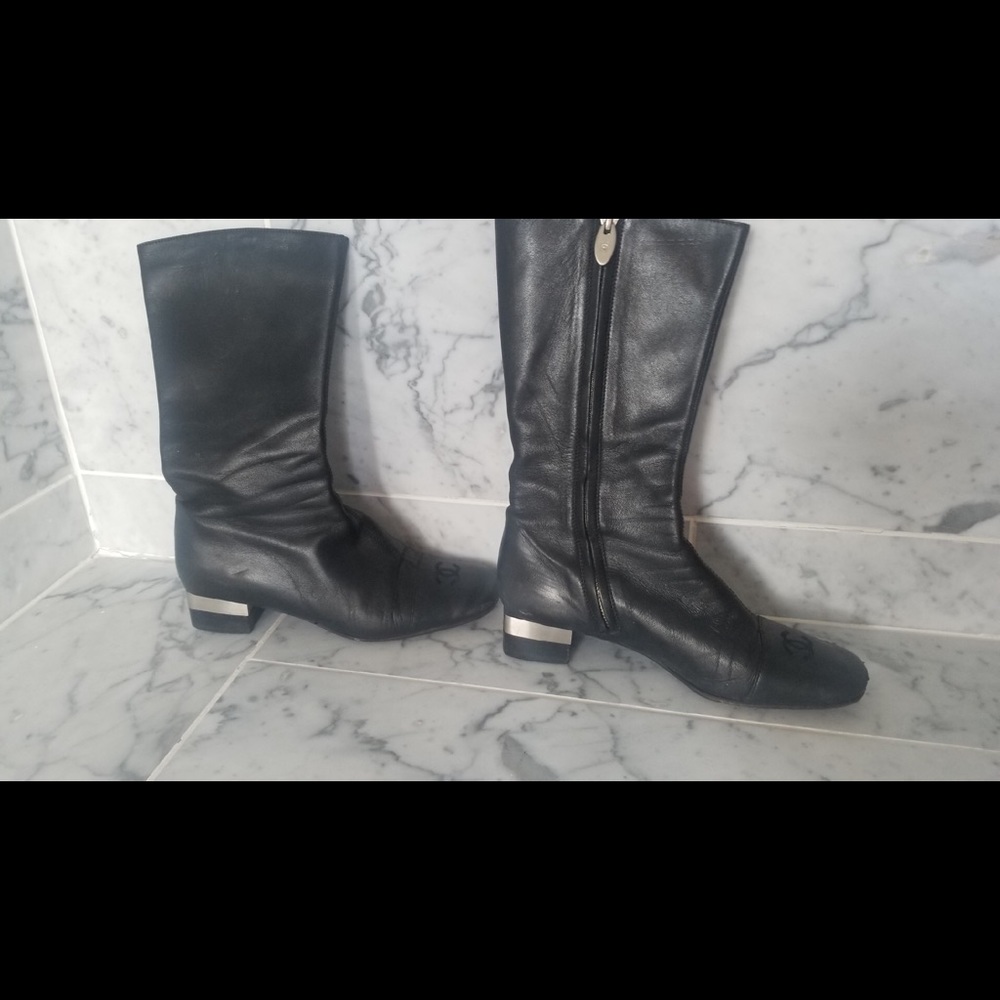 Black Chanel Leather Boots - Picture 4 of 6